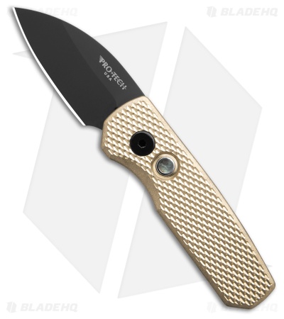 Pro-Tech Runt 5 Wharncliffe Knife Textured Bronze Aluminum (1.9" DLC Black)