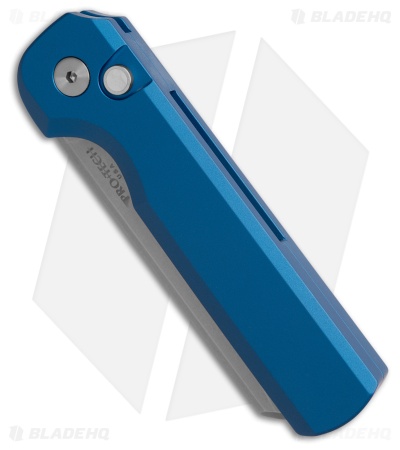 Pro-Tech Slimfoot Automatic Knife Blue Aluminum (3.1" Stonewash MagnaCut)