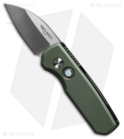 Pro-Tech Runt 5 Wharncliffe Automatic Knife Green Aluminum (1.9" Satin MagnaCut)