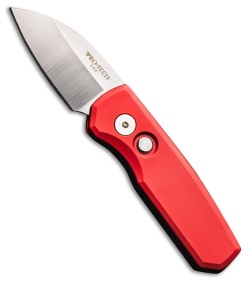 Pro-Tech Runt 5 Wharncliffe Automatic Knife Red Aluminum (1.9" Satin MagnaCut)