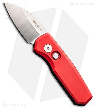 Pro-Tech Runt 5 Wharncliffe Automatic Knife Red Aluminum (1.9" Satin MagnaCut) 