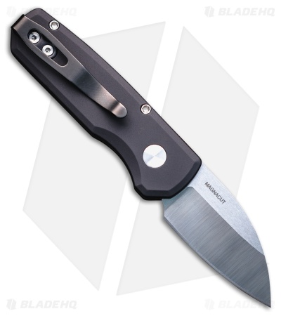Pro-Tech Runt 5 Wharncliffe Auto Knife Smooth Black Aluminum (1.9" Machine Sat)