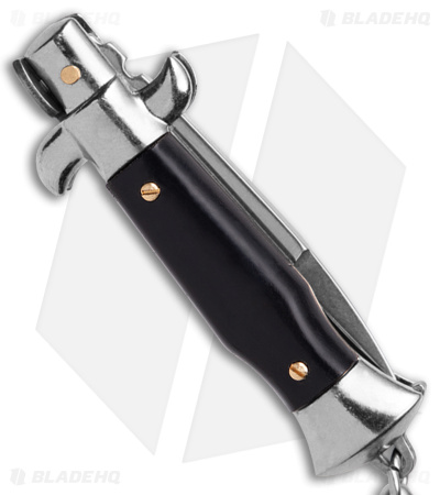 SKM 4" Keychain Stiletto Automatic Knife Black (1.6" Satin Bayo)