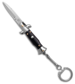 SKM 4" Keychain Stiletto Automatic Knife Black (1.6" Satin Bayo)