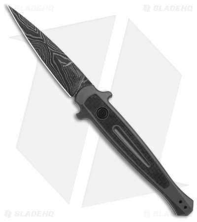 Kershaw Launch 8 Stiletto Automatic Knife Gray/CF (3.6" Damascus) *DISC*