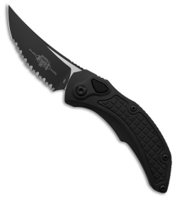 Microtech Brachial S/E Automatic Knife Black Aluminum (3.25" Black Serr) 268A-3T