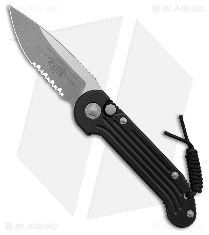 Microtech LUDT Automatic Knife Black (3.4" Apocalyptic Serr) 135-11AP