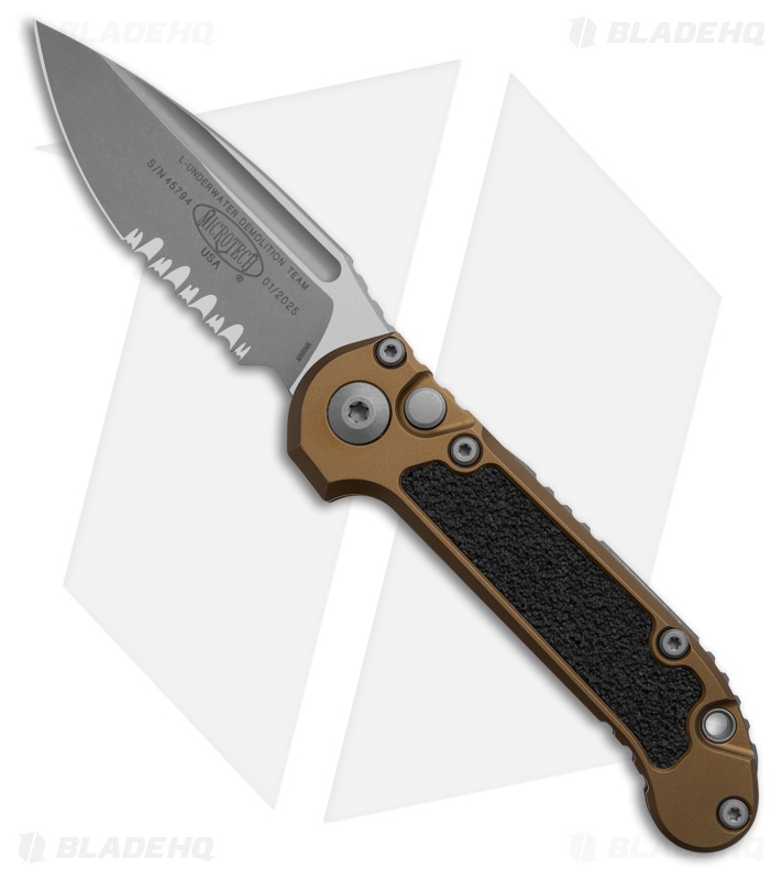 Microtech LUDT Gen III S/E Automatic Knife Tan Aluminum (3.5" Apoc Serr)