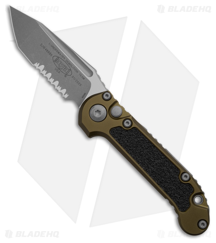 Microtech LUDT Gen III T/E Automatic Knife OD Green Al (3.5" Apoc Serrated) 