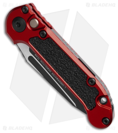 Microtech LUDT Gen III T/E Automatic Knife Red Aluminum (3.5" Black Full Serr)