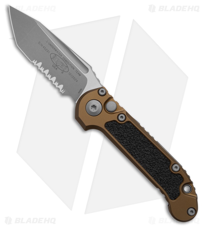 Microtech LUDT Gen III T/E Automatic Knife Tan Aluminum (3.5" AP Serr)
