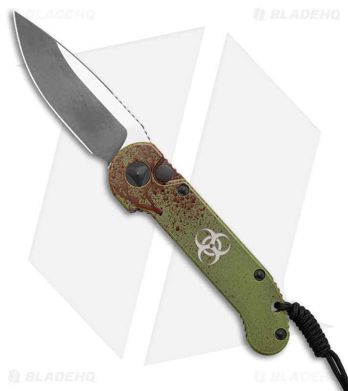 Microtech LUDT Outbreak Automatic Knife Green/Red (3.4" Gray)