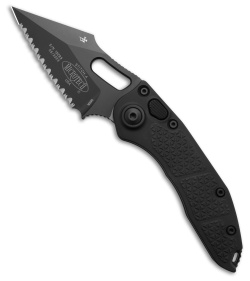 Microtech Stitch-A S/E Automatic Knife Black (3.75" Black Full Serr) 169-3T