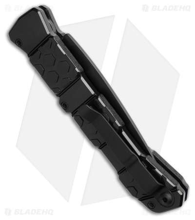 Piranha 21 Tactical Automatic Knife Black Aluminum (3.4" Black Serr)