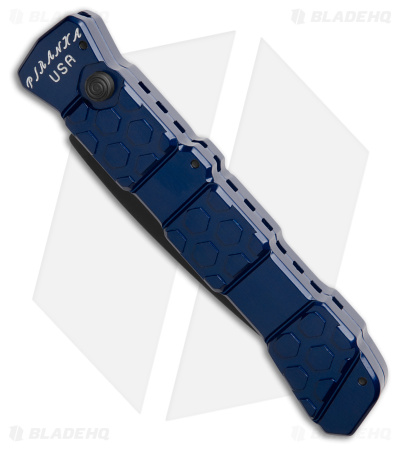 Piranha 21 Tactical Automatic Knife Blue Aluminum (3.4" Black)