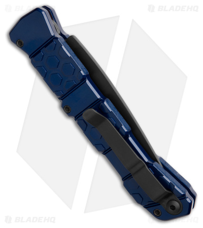 Piranha 21 Tactical Automatic Knife Blue Aluminum (3.4" Black Serr)