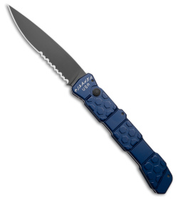 Piranha 21 Tactical Automatic Knife Blue Aluminum (3.4" Black Serr)