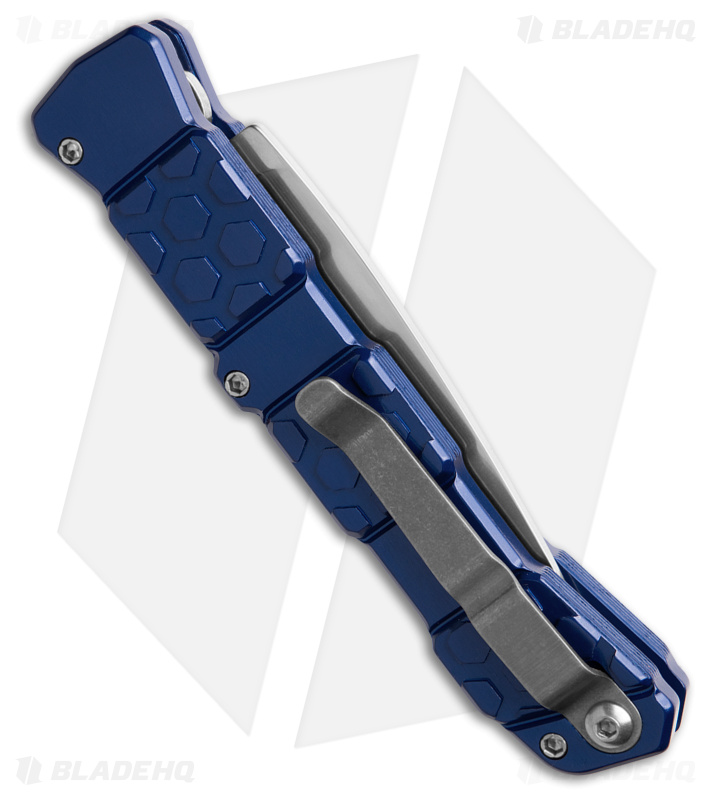 Piranha 21 Tactical Automatic Knife Blue Aluminum (3.38" Mirror) P-21B