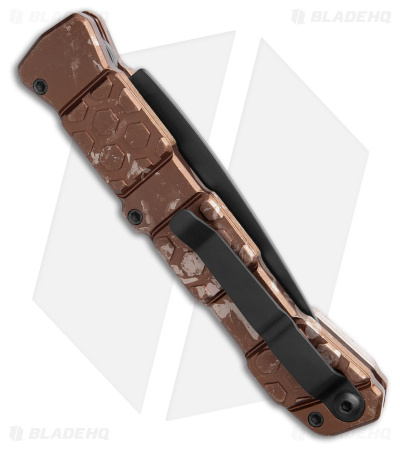 Piranha 21 Tactical Automatic Knife Tan Camo Aluminum (3.4" Black Serr)