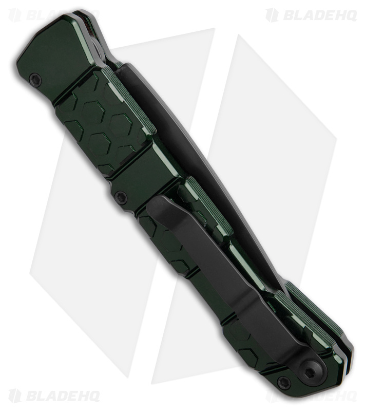 Piranha 21 Tactical Automatic Knife Green Aluminum (3.4" Black)