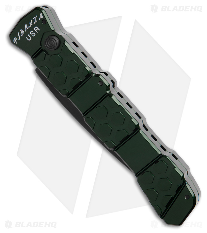 Piranha 21 Tactical Automatic Knife Green Aluminum (3.4" Black)