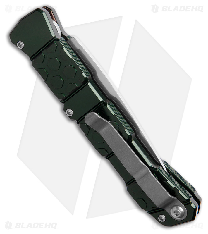 Piranha 21 Tactical Automatic Knife Green Aluminum (3.375" Mirror) P-21G