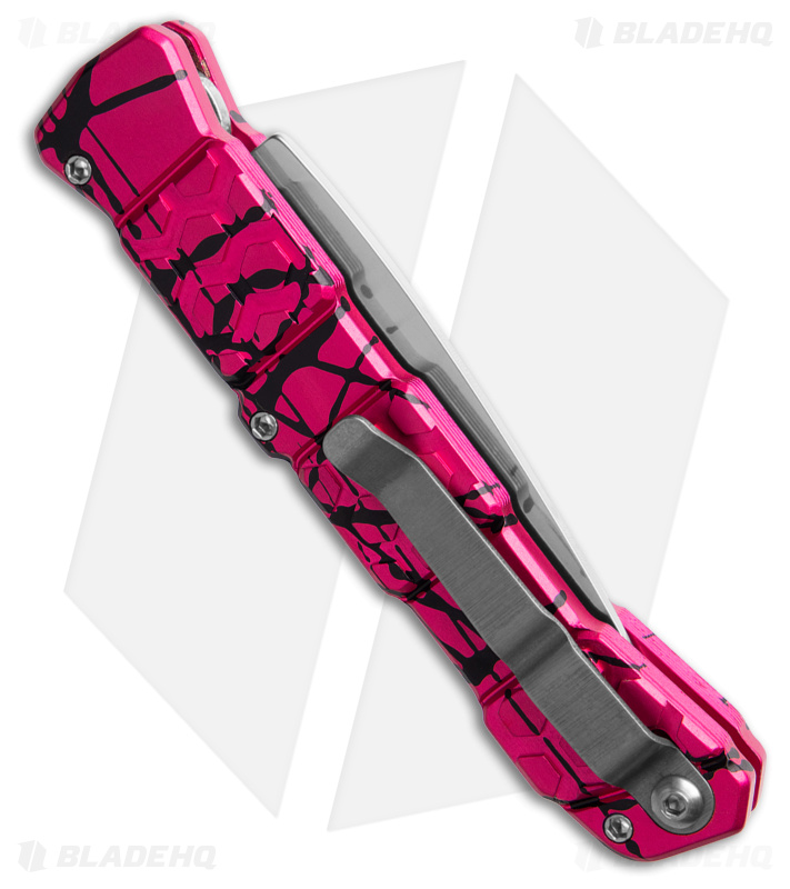 Piranha 21 Tactical Automatic Knife Pink/Black Aluminum (3.375" Polish Serr)