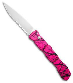 Piranha 21 Tactical Automatic Knife Pink/Black Aluminum (3.375" Polish Serr)