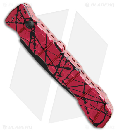 Piranha 21 Tactical Automatic Knife Pink/Black Aluminum (3.4" Black Serr)