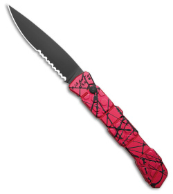 Piranha 21 Tactical Automatic Knife Pink/Black Aluminum (3.4" Black Serr)