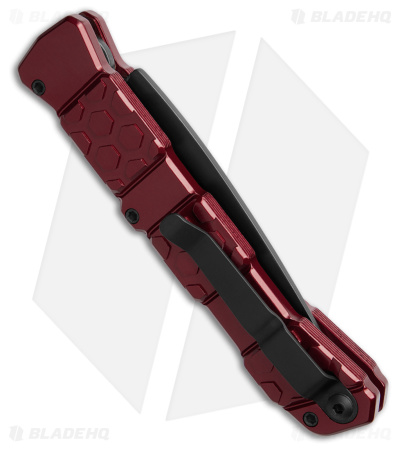 Piranha 21 Tactical Automatic Knife Red Aluminum (3.4" Black)