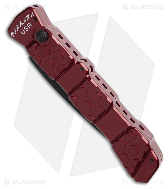 Piranha 21 Tactical Automatic Knife Red Aluminum (3.4" Black)