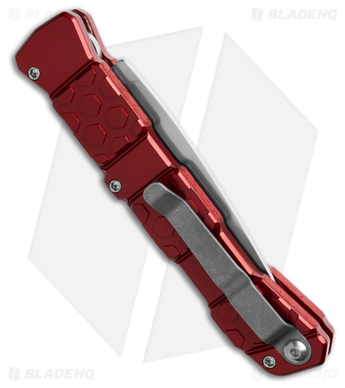 Piranha 21 Tactical Automatic Knife Red Aluminum (3.3" Mirror) P-21R