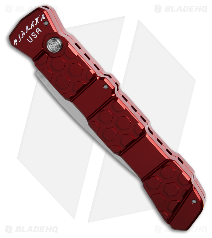 Piranha 21 Tactical Automatic Knife Red Aluminum (3.3" Mirror) P-21R