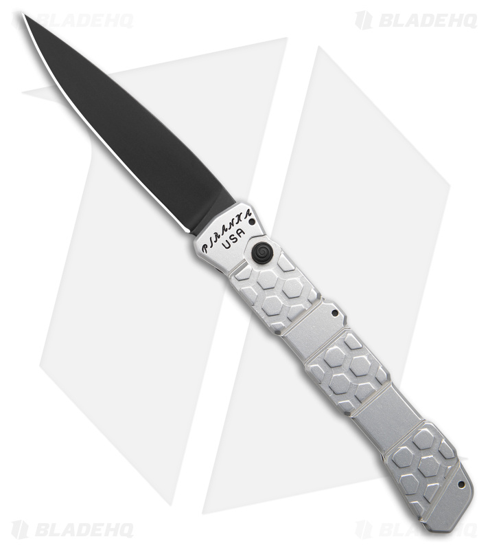 Piranha 21 Tactical Automatic Knife Silver Aluminum (3.4" Black)