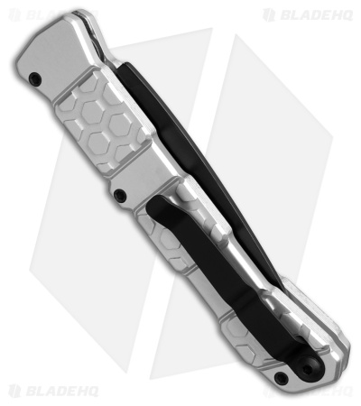Piranha 21 Tactical Automatic Knife Silver Aluminum (3.4" Black)