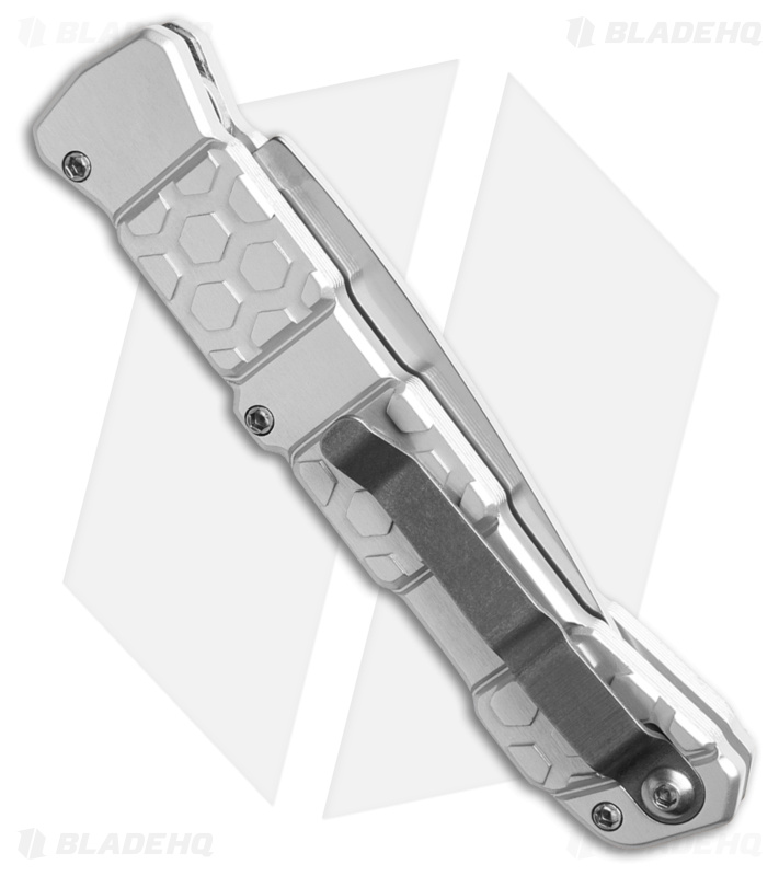 Piranha 21 Tactical Automatic Knife Silver Aluminum (3.38" Mirror) P-21S