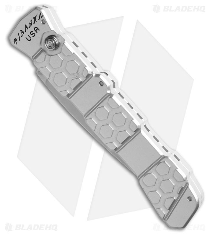 Piranha 21 Tactical Automatic Knife Silver Aluminum (3.38" Mirror) P-21S