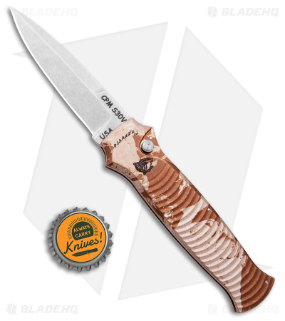 Piranha Bodyguard Automatic Knife Desert Camo Aluminum (3.3" Stonewash S30V)