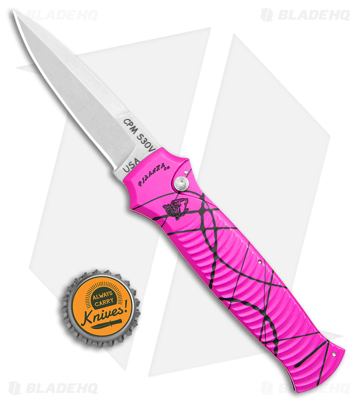Piranha Bodyguard Automatic Knife Hot Pink (3.3" Stonewash)