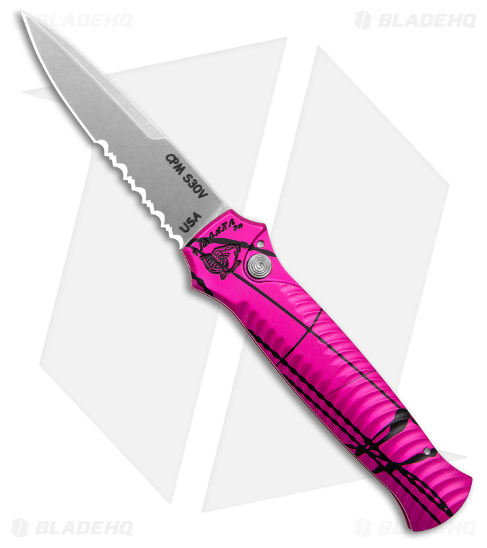 Piranha Mini-Guard  Automatic Knife Pink (2.9" Stonewash)