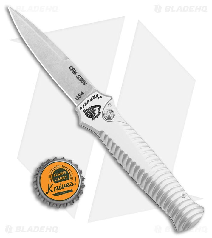 Piranha Mini-Guard Automatic Knife Silver (2.9" Stonewash)