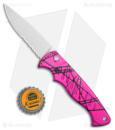 Piranha Pocket Knife Automatic Knife Hot Pink (3.2" Mirror Ser) P1-PKS