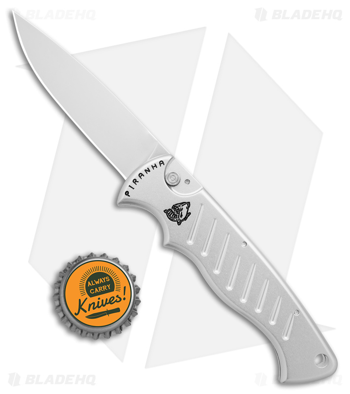 Piranha P-1 Automatic Knife Silver Aluminum 154CM - Blade HQ