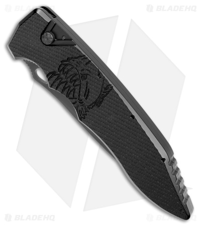 Piranha Predator Black Tactical Automatic Knife (4.1" Black)
