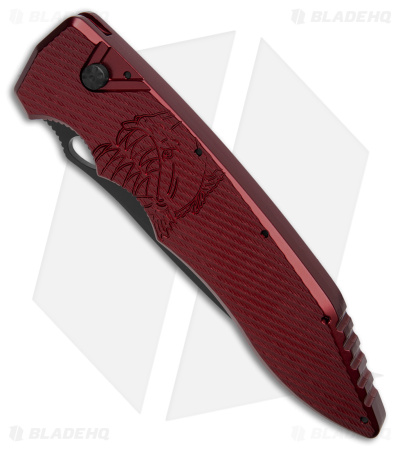 Piranha Predator Red Tactical Automatic Knife (4.1" Black Serr)