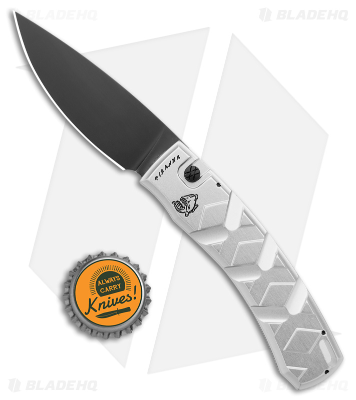 Piranha X Automatic Tactical Knife Silver Aluminum (3.3" Black 154CM)