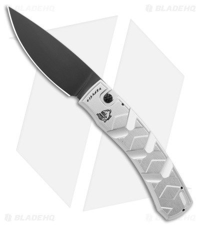 Piranha X Automatic Tactical Knife Silver Aluminum (3.3" Black 154CM)