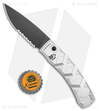 Piranha X Automatic Knife Silver Tactical (3.3" Black Serr)