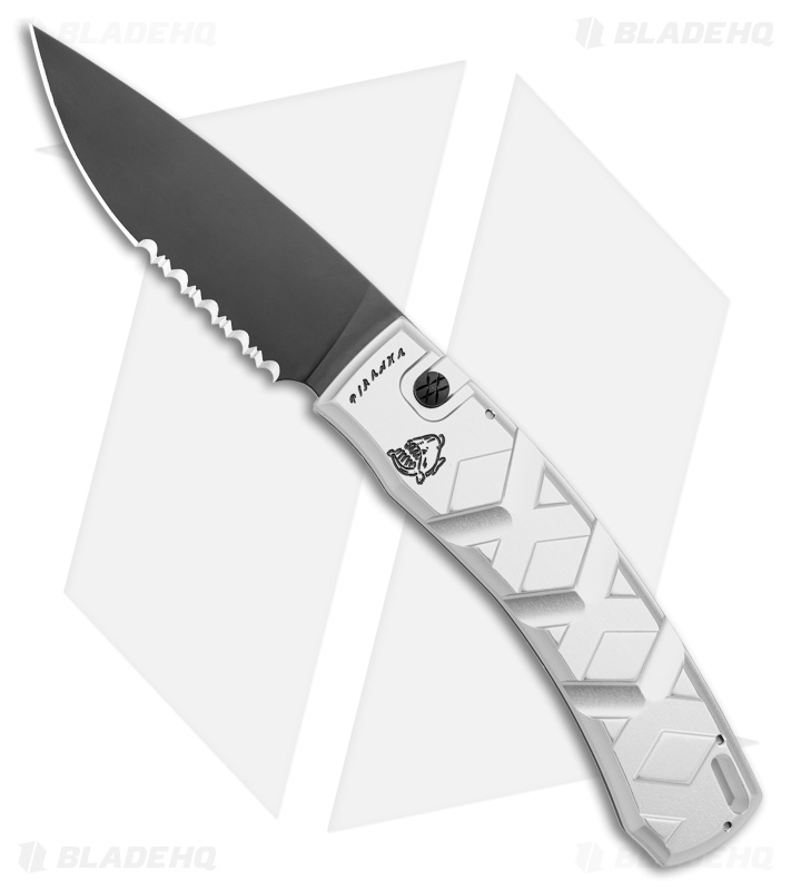 Piranha X Automatic Knife Silver Tactical (3.3" Black Serr)